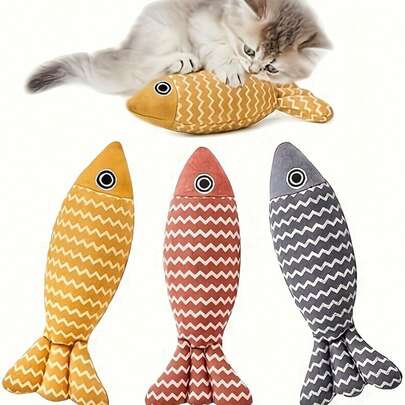 Cat Fish Self-Entertaining Plush Realistic Fish Sleeping Companion Pillow Doll, Cat Doll, Linen Fish Doll, Small Fish, Pet Cat Doll, Handmade Chew Doll