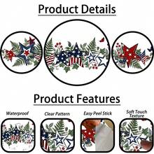 1/2pcs Patriotic Star-Shaped Wreath Wall Sticker For July 4th, Removable Waterproof Vinyl Material, Suitable For Home Kitchen And Living Room Decoration. - Wall Stickers - View 7