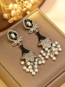 1 Đôi bông tai tua rua hình bình men đen phong cách cung đình cổ điển cho nữ, bông tai dài đính đá rhinestone & ngọc trai giả, phụ kiện dạ tiệc và đám cưới sang trọng retro, phù hợp cho Lễ Tạ ơn, Lễ Phục sinh, Ngày của Mẹ, Ngày của Cha, Ngày Lao động, Lễ hội tháng 6, Ngày Độc lập, Quốc khánh, quà tặng bạn bè, quà tặng, phong cách phù hợp với Bohemian, nhạc Hip-Hop, Gothic, Naturalism, cá tính, cao bồi miền Tây, phong cách Ả Rập, phong cách Nam Á, phong cách Old Money - Nhiều màu - Xem 7