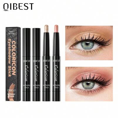  Lápiz de sombra de ojos Qibest, color de larga duración, iluminación natural, brillo sutil, iluminador, maquillaje de ojos sin esfuerzo