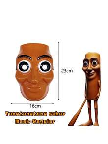 Tungtungtung Sahur Cosplay Stage Prop, Triple T Short Video Shooting Costume, Brainrot Animals Meme Wooden Stick Mask Funny Prank Prop, Halloween Gift - Multicolor - View 10