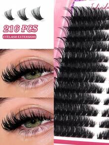 MAANGE 216 piezas 80D Extensión de pestañas manual 9-16mm Mezcla de pestañas individuales naturales y suaves, adecuadas para maquillaje diario y efecto de volumen rizado de pestañas de dibujos animados, pestañas postizas, pestañas agrupadas, pelo rizado, regalos de Pascua, regalos para mujeres en Pascua - D - Ver 6