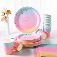 Bộ đồ dùng ăn uống sinh nhật chấm bi mềm mại, đĩa, cốc và khăn giấy dùng một lần kích thước 7/9 inch, thích hợp cho tiệc sinh nhật, tiệc lễ hội, họp mặt, dã ngoại, lễ kỷ niệm, tiệc cưới, tiệc trà, lễ tốt nghiệp, đồ dùng tiệc dùng một lần. - Nhiều màu - Xem 3