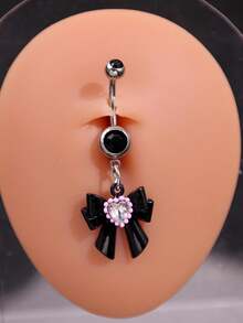 1件 Y2K 时尚独特设计小众百搭心形水钻蝴蝶结吊坠肚脐穿刺饰品（女士款） - 彩色 - 查看 6