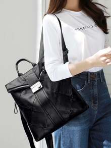 Anti-Theft Quilted Retro Pu Soft Leather Backpack For Women; Multi-Functional Stylish Day Bag; Multi-Pocket Lightweight Travel Bag; Large-Capacity Minimalist School Bag; Convenient Book Bag, Suitable For Students, Nurses, Teachers, Business People, Travel, Business Trips, Daily Commutes, Shopping, Office, Dates, Hiking, Training, Work, Birthday Gifts, Holiday Gifts - Multicolor - View 8