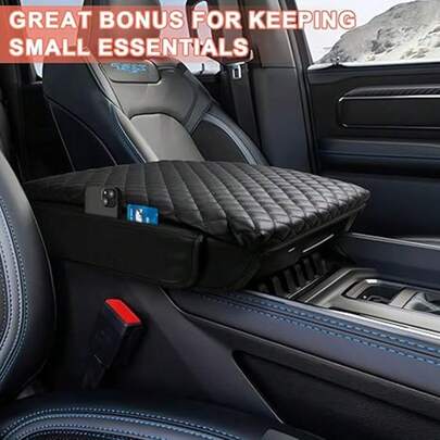 Autorder Central Console Cover, Armrest Pad, Nappa Leather Center Console Panel Cover, Center Console Pad Protector (Bucket Seat Only) For 2019-2025 To 2026 Dodge Ram 1500/2500/3500 Models