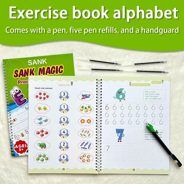 2pcs/Set English Number Groove Practice Notebook Set, Thick Paper Minimalist Practical Primer Teaching, Daily Writing Focus Training Self-Study English Learners Stationery, Ideal Back-To-School Gift, Hot Selling In Spring