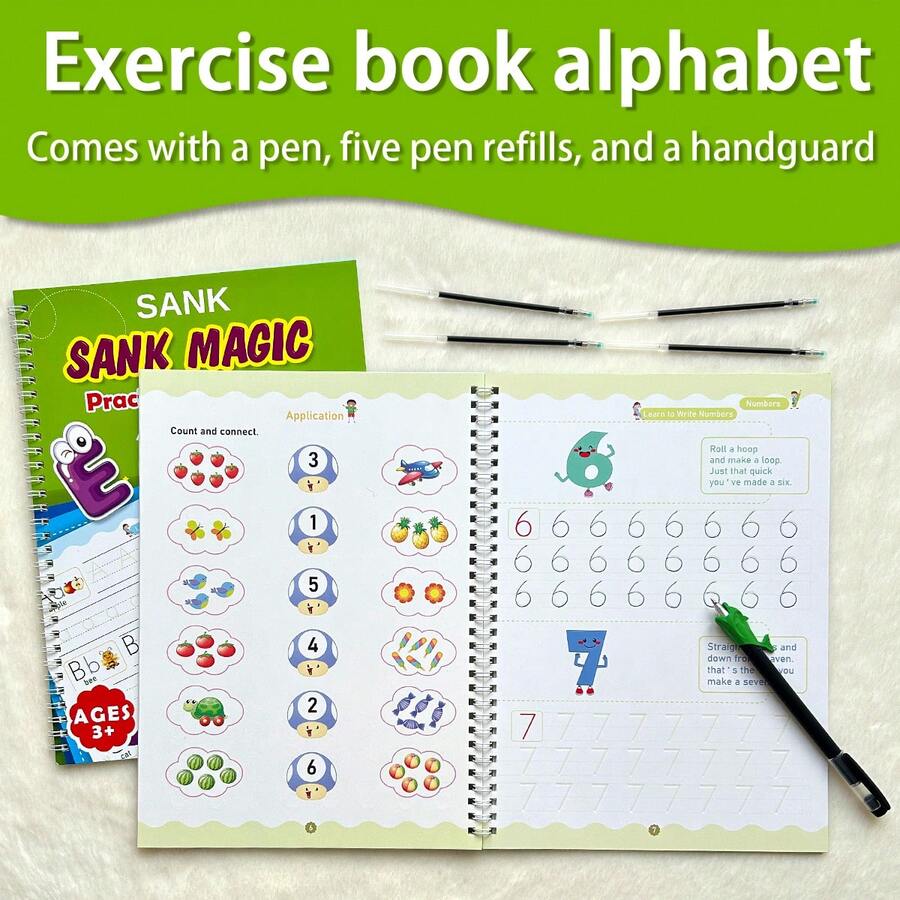 2pcs/Set English Number Groove Practice Notebook Set, Thick Paper Minimalist Practical Primer Teaching, Daily Writing Focus Training Self-Study English Learners Stationery, Ideal Back-To-School Gift, Hot Selling In Spring - Multicolor - View 1