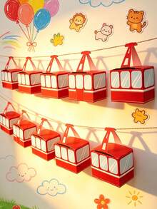 5 piezas Caja de dulces con forma de teleférico colgante, caja de regalo interesante para decoración de fiesta de cumpleaños, adecuada para decoración de cumpleaños, baby shower, recuerdos de boda, decoración de escritorio - A - Ver 1