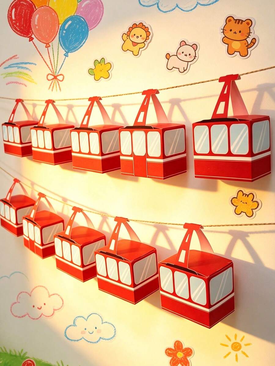5 piezas Caja de dulces con forma de teleférico colgante, caja de regalo interesante para decoración de fiesta de cumpleaños, adecuada para decoración de cumpleaños, baby shower, recuerdos de boda, decoración de escritorio - A - Ver 1