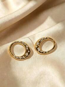 1 par de pendientes de aro con estrella dorada elegante y minimalista, versátiles y adecuados para uso diario, festivales y fiestas de mujeres - Estrella - Ver 3
