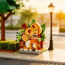 6pcs Mini Commercial Street Scene Micro Particle Building Blocks Toy Set With Gift Bag, ABS Resin Material, DIY Handmade Educational Stress Relief Toy, Desktop Warm Healing Decor, Suitable For Building Block Enthusiasts, Window Display, Entryway Decoration. Birthday Party Halloween Thanksgiving Christmas Eid Back To School - Multicolor - View 14