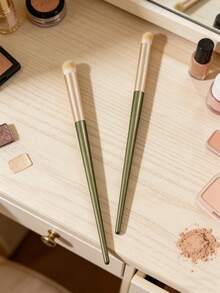 2支/1支遮瑕刷、粉底刷、迷你圆头眼影刷、鼻部轮廓刷、长柄唇刷、腮红刷、修容刷，适合化妆新手，男女通用 - 軍綠色 - 查看 7