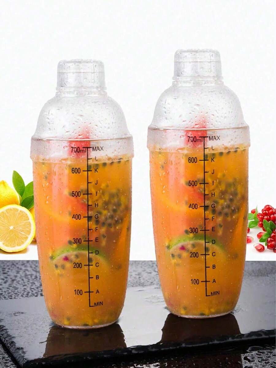 500/700ml Transparent Coffee Shaker Cup, Multi-Functional With Built-In Filter, Marked Scale, Thick Handheld Shaker Cup, Professional Mixing Tool, Suitable For Home Juice, Milk, Coffee, Holiday Parties And Outdoor Camping