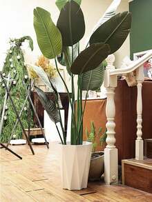 1 pieza Maceta grande y gruesa con forma de diamante, maceta de plástico de resina para flores y plantas para el balcón, la sala de estar - A - Ver 4