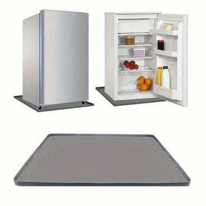 23.6 英寸 x 23.6 英寸小型冰箱硅胶垫，带凸起边缘，小型冰箱防漏垫，防止漏水和地板损坏，适用于小型冰箱/冷藏室/冷冻室的防漏垫