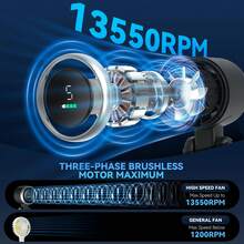 Portable Handheld Turbo Fan, 5 Gear Wind, Battery Operated, Up To 12 Working Hours, 3 IN 1 Hand Fan With Air Turbo Tech Cooling Fan For Outdoor Activities, Travel, Beach - 黑色 - 查看 2