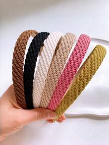 5Pcs Waffle Knit Headbands For Girls, Simple Versatile Non-Slip Hair Hoop, High Skull Top Hairband For Washing Face, Daily Hair Accessories For Students - Multicolor - View 2