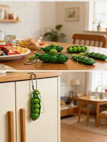2/5/10pcs (Random Color) Realistic Novelty Toy, Pea-Shaped Squeeze Toy, Portable Cute Pea Novelty Toy, Creative Stress Relief Toy For Holidays And Gifts, Adorable Cartoon Pea Keychain Design For Relaxation Anytime Anywhere - Squeeze Edamame - View 9