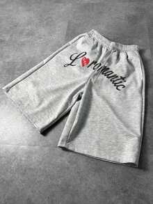 Men's Wide Leg Capri Pants, Summer American Street Style Drawstring Casual Sweatpants, Brand Solid Color Versatile Pants, Comfortable Breathable - Light Grey - View 3