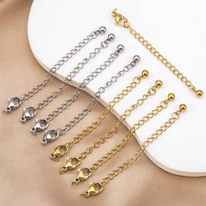 5件套不锈钢龙虾扣延长链套装，适用于DIY项链手链首饰连接配件