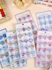 Cute Mini 3D Capsule Stickers For Kids - Colorful Capsule Toy Decals Including Ocean Animals, Candy, Ghosts, Space Themes - Great For DIY Crafts, Scrapbooking, Journaling, Gift Wrapping, Party Favors - Adorable Kawaii Cartoon Stickers For Children, 72+Pcs , Perfect For School & Home Use - Multicolor - View 3