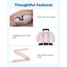 1个绗缝尼龙羽绒手提包，带可拆卸腕带 - 9个多功能口袋，防水隔层，旅行周末包，可用作随身行李、工作包和日常包 - 彩色 - 查看 6