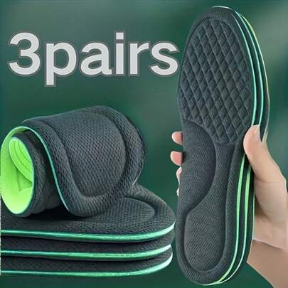 3 paires de semelles intérieures unisexes absorbantes, anti-odeur et respirantes. Semelles intérieures à coussin doux pour chaussures , chaussures de sport, semelles de massage antidérapantes