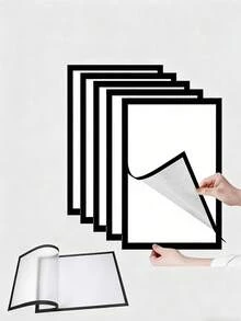 1/3/6pcs Modern Magnetic Wall-Mounted Photo Frames - Self-Adhesive Portable Plastic Frames To Display Photos And Documents, Vertical, Matte Black/White Surface, Document Clips | Minimalist Decor | Self-Adhesive Photo Frames, Magnetic Frames - A - View 11