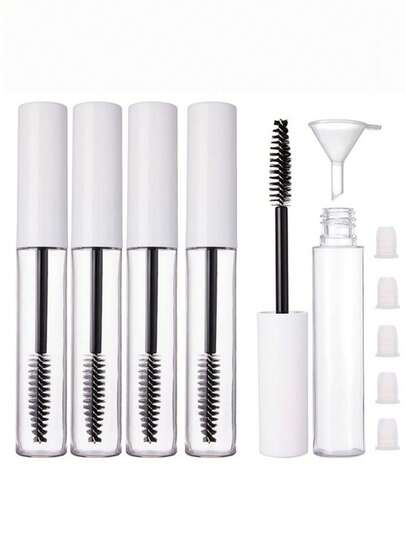 1/2/4/5/10/20/50 piezas Tubo de rímel vacío de 10ml con varilla para pestañas para aceite de ricino, botella transparente rellenable de tamaño de muestra para pestañas y cejas DIY cosméticos al por mayor