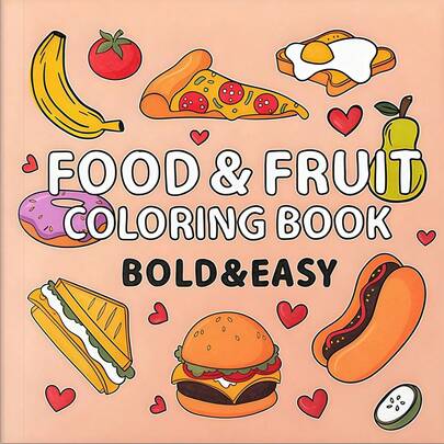 1 Libro di pagine da colorare con cibo e frutta, con disegni a cartoni animati e schede da colorare e scarabocchiare, materiale didattico (il blocco note deve essere acquistato separatamente)