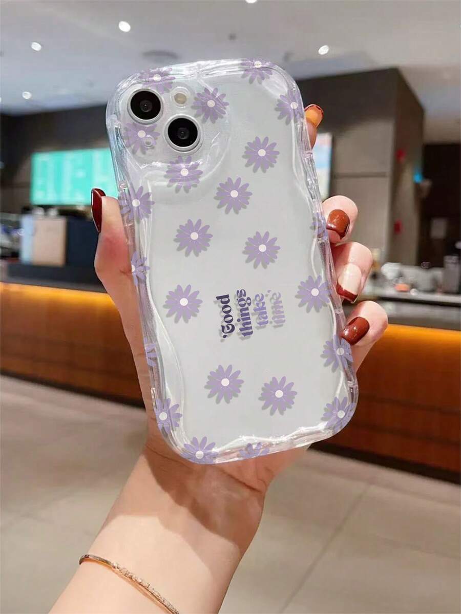 1 chiếc ốp lưng điện thoại chống rơi, màu kem trong suốt, họa tiết hoa, chất liệu TPU, thích hợp làm quà tặng ngày lễ, tương thích với Apple iPhone Xs/Xsmax/Xr/11 12 13 14 15 16pro/Promax/14 15 16plus/17, unisex - Nhiều màu - Xem 1