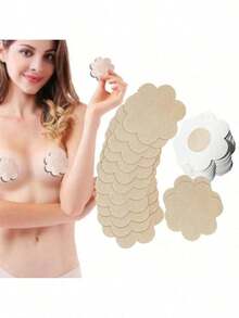 5对/10片装一次性乳贴，花瓣形，隐形透气粘性乳贴 - 彩色 - 查看 2