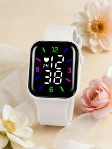 4pcs/Set Sports Watch For Men, Electronic Watch With White Digital Display And Arrow Necklace Jewelry Set - White - View 3