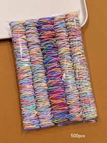 500pcs Colorful Elastic Hair Ties, Durable Hair Accessories For Daily Use - Multicolor - View 7