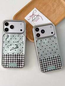 韩版绿色星形格子拼接，适用于苹果17 Pro Max手机壳，16寸保护套，14寸小巧手机壳，13寸新款15 Pro Max手机壳 - 綠色 - 查看 5