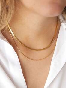 Nooxian 2 piezas/set Collar de cadena minimalista - Amarillo Oro - Ver 4