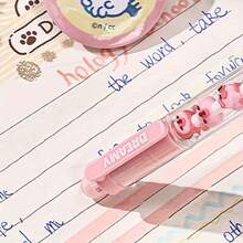 2pcs/Box Minimalist Cute Cartoon Erasable Gel Pens, Convenient Stress Relief Snack Themed Ballpoint Pens, 0.5mm Blue Ink, Creative DIY Beading Pens - Multicolor - View 7