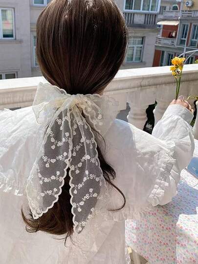 Ethereal Lace Headband, Versatile Bowknot Hair Tie, Romantic Mori Style Sweet Hair Scarf Ribbon