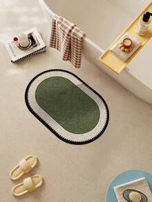 1pc Printed Bathroom Mat, Quick-Dry, Absorbent, Non-Slip Diatomaceous Earth Bathroom Rug, Door Mat, Bathroom Decor, Suitable For Entrance, Kitchen, Balcony, Bathroom, Oval Shaped Mat, Easy To Clean, Universal Holiday Decoration - Multicolor - View 2