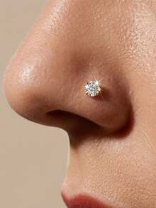 BALMORA 1件925纯银时尚迷人闪亮圆形立方氧化锆女士鼻钉，身体穿刺饰品，日常佩戴，夏季假日礼物 - 金色 - 查看 8