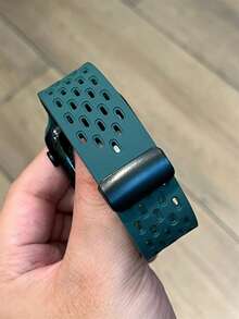 1条男女通用运动透气硅胶磁吸表带，兼容42mm、38mm、40mm、41mm、44mm、45mm、46mm、49mm时尚智能手表替换表带，适用于Series Ultra2、Ultra SE2、SE 11、10、9、8、7、6、5、4、3、2、1 - 松針綠 - 查看 4
