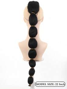 22-Inch Drawstring Bubble Ponytail Lantern Braid - Natural Black - View 6