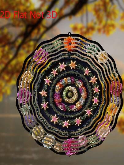 Chuông gió xoay hình hoa và sao bằng kim loại, xoay 360°, trang trí sân vườn đầy màu sắc - Trang trí hiên nhà mùa xuân và mùa hè, âm thanh êm dịu, cấu trúc kim loại bền chắc, thiết kế phẳng 2D, thích hợp cho bãi cỏ, ban công, sân thượng - Món quà lý tưởng (Xanh lá cây, Hồng, Vàng, Tím, Cam, Đen, Trắng, Vàng, Đỏ, Nâu) - Chuông gió xoay thanh lịch, thích hợp cho vườn và hiên nhà, chuông gió ngoài trời, cối xay gió sân vườn, chuông gió Halloween, trang trí sân vườn ngoài trời, đồ trang trí sân vườn