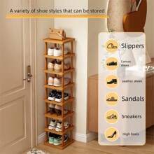 Estantería vertical para zapatos de bambú y madera DIY - Estantería de almacenamiento vertical multifuncional, organizador de espacio para el hogar, adecuado para varias habitaciones, estructura de tabla de madera - Multicolor - Ver 8
