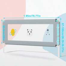 150/180/200 Cm Toddler Bed Rail Guards Baby Protection Adjustable Height - Grey - View 10