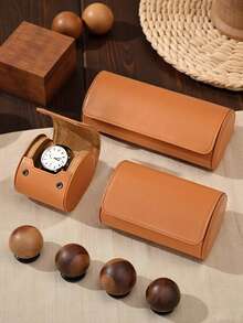 Oirlv 1pc High-Quality Faux Leather Watch Box - 1/2/3 Slots Travel Storage Case, Available In Brown And Black, Soft Microfiber Lining, Compact & Fashionable Design, Suitable For Watches And Gifts, Watch Storage Box With Secure Flip Cover - Multicolor - View 7
