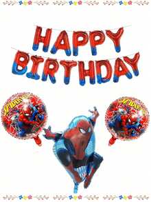 Marvel 蜘蛛侠生日气球,超级英雄派对装饰套装,大型红蓝格纹铝箔气球,适合儿童生日派对、拍照背景、新年庆祝装饰、礼品花束装饰 - 生日套裝 - 查看 12