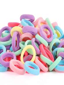 100 pièces/set Petits élastiques à cheveux pour femmes, noirs, colorés, couleur café, haute élasticité, convenant à une utilisation quotidienne, accessoires de vacances, supports de queue de cheval, élastiques à cheveux, chouchous, cordes à cheveux - Multicolore - Voir 6
