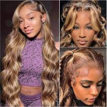 Tóc giả ren phía trước MECRY Highlight Honey Blonde Body Wave 13x4, tóc thật, đã tỉa sẵn lông tơ, mật độ 180%, không cần keo dán, kiểu sóng thân, dài 40.64-101.6 cm. - SP4/27 - Xem 8